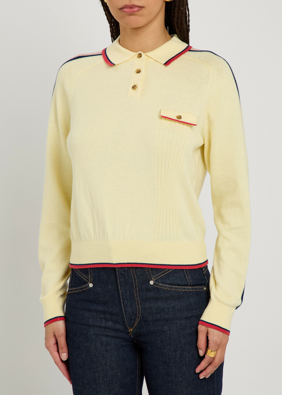 Guest In Residence Relay Cotton and Cashmere-blend Polo Jumper Yellow