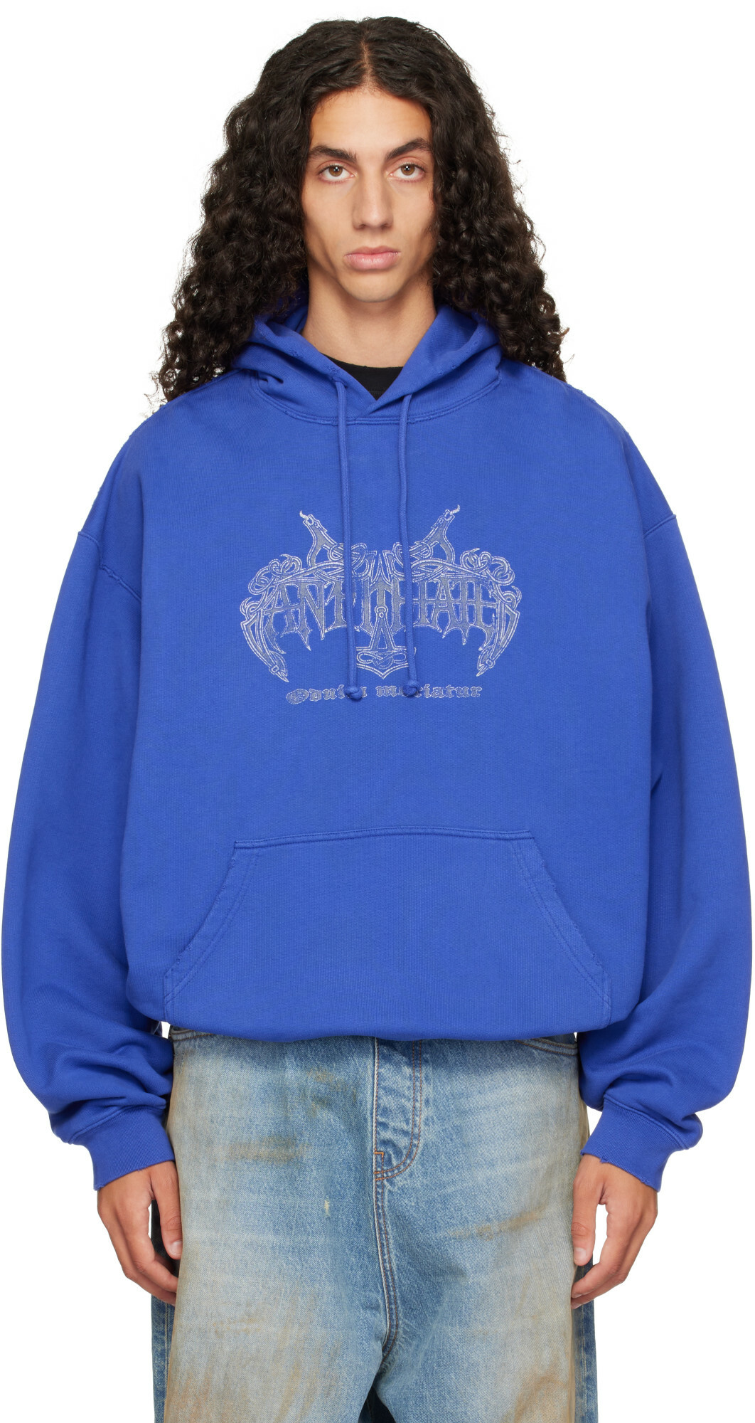 VETEMENTS Blue 'Antihate' Oversized Hoodie