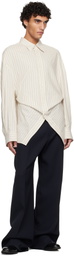 Hed Mayner Beige Pin Stripe Shirt
