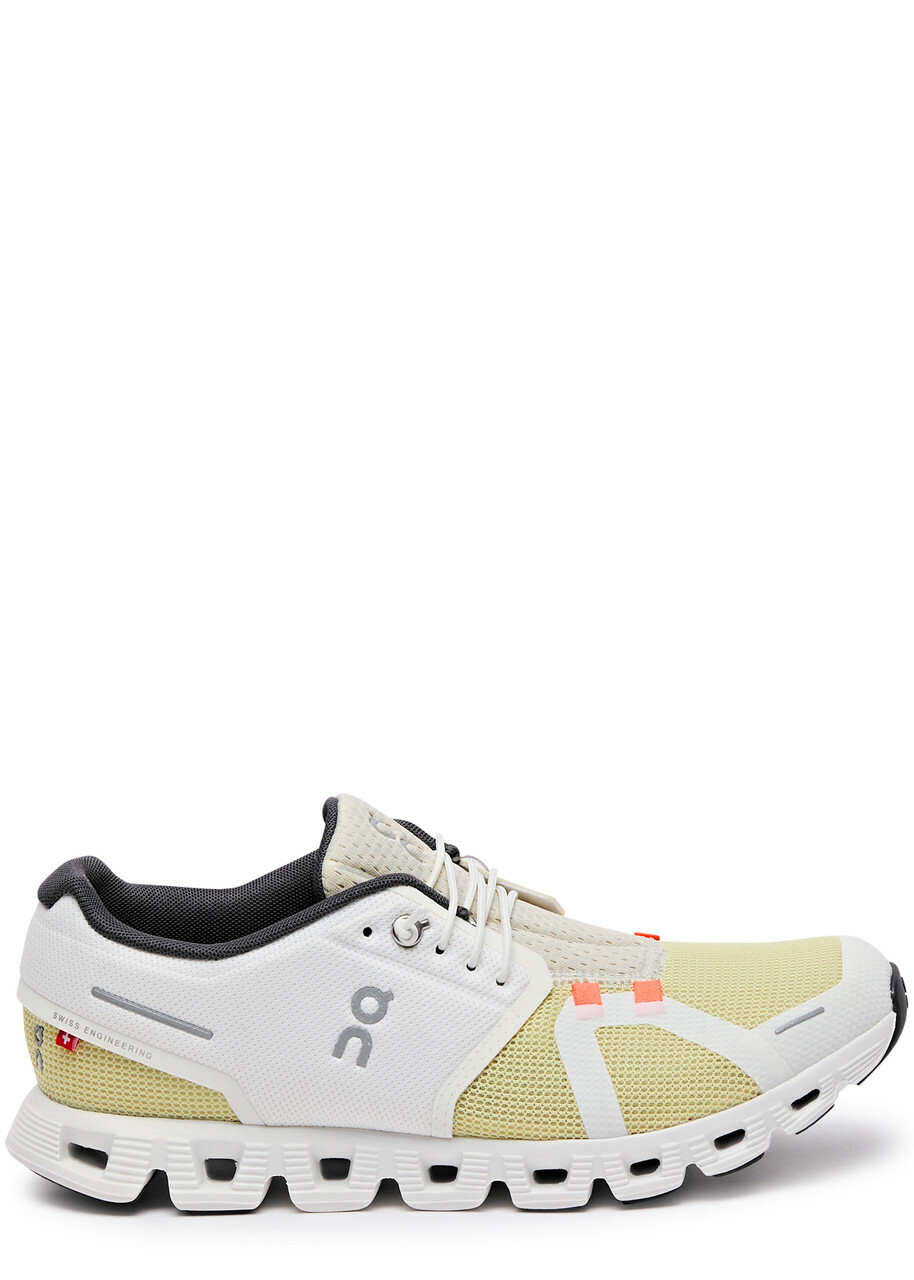 ON Cloud 5 Push Panelled Mesh-knit Sneakers Cream