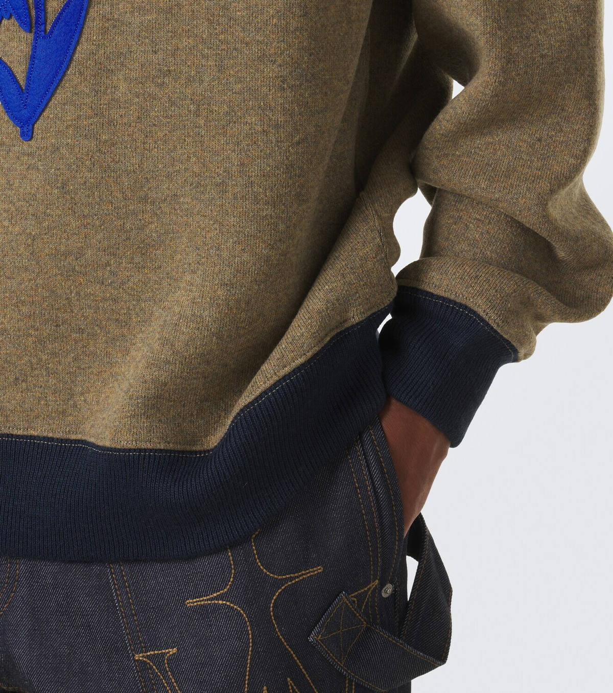 JW Anderson Embroidered wool-blend half-zip sweater