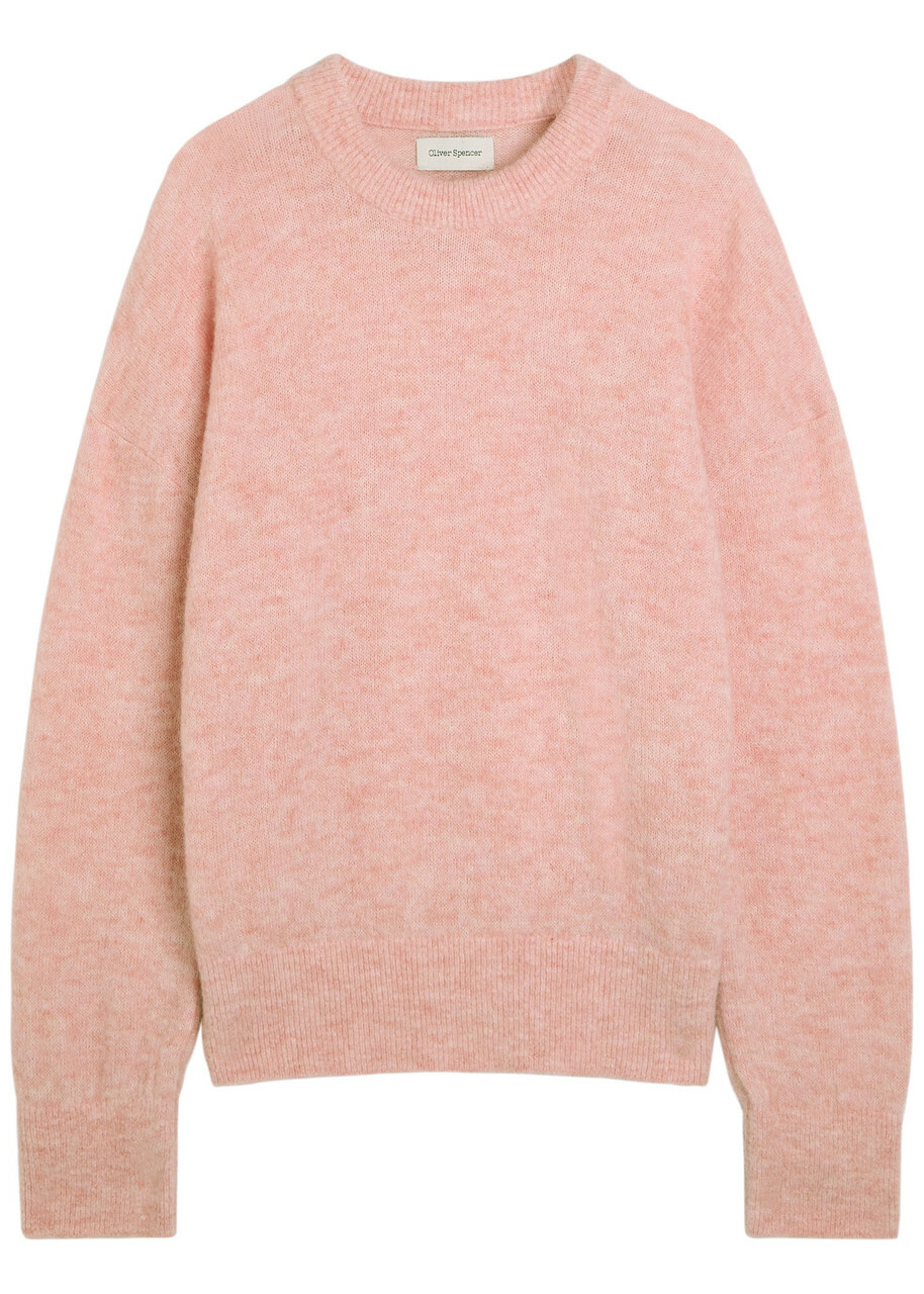 Oliver Spencer Burley Melange Brushed Wool-blend Jumper Pink