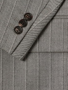 Versace - Double-Breasted Pinstriped Wool-Twill Blazer - Gray