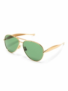 Bottega Veneta Eyewear Gold-Tone Sardine Pilot-Frame Sunglasses