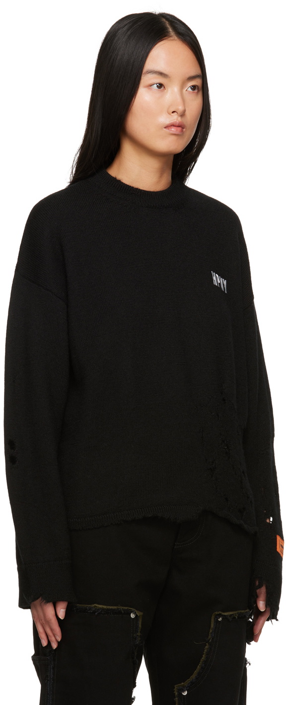 Heron Preston Black Shredded Sweater