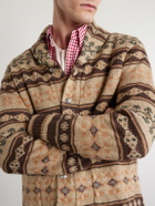 RRL - Linen, Silk and Wool-Blend Jacquard Cardigan - Brown