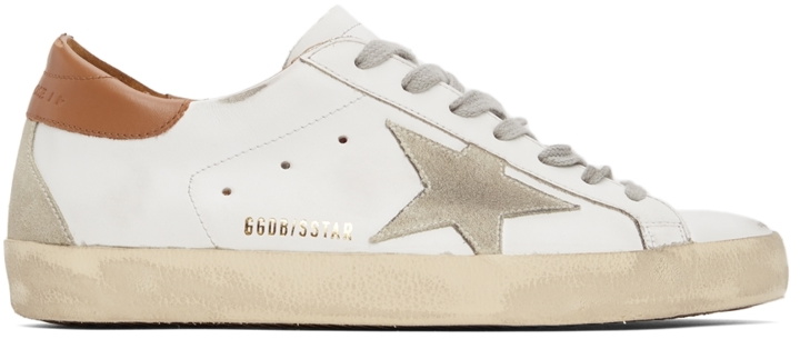 Photo: Golden Goose White & Brown Suede Super-Star Sneakers