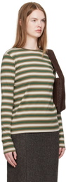 AURALEE Brown & Green Gradient Stripe Jersey L/S T-shirt