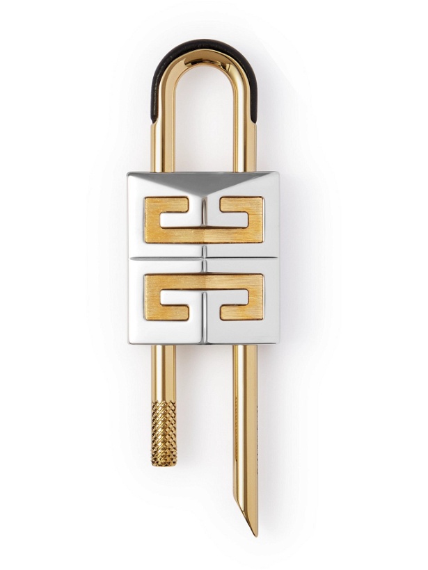 Photo: GIVENCHY - Leather-Trimmed Silver and Gold-Tone Key Fob - Gold