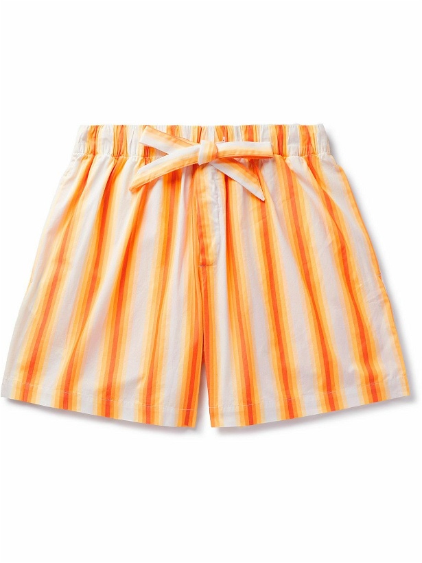 Photo: TEKLA - Striped Organic Cotton-Poplin Pyjama Shorts - Orange