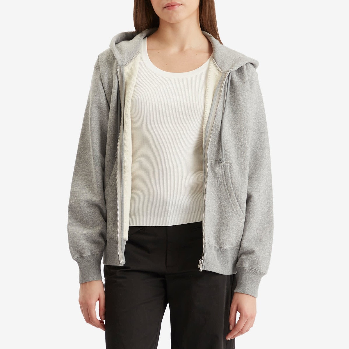 Auralee Women's Soft Sweat Zip Parka Jacket in Top Gray