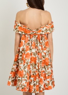 Chloe Floral-print Cotton Mini Dress Orange