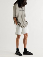 Balenciaga - Distressed Logo-Print Cotton-Jersey T-Shirt - Gray