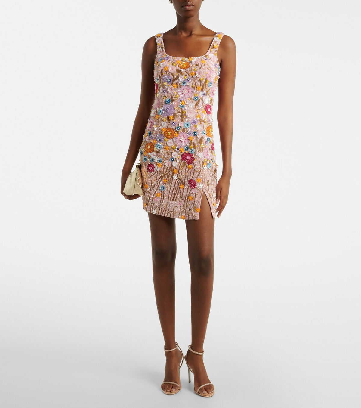 Là Fuori Embellished floral-appliqué minidress