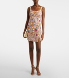 Là Fuori Embellished floral-appliqué minidress