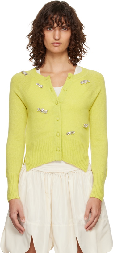 Photo: Simone Rocha Green Turbo Embellished Relaxed Cashmere Cardigan