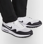 Nike Golf - Air Max 1G Faux Leather-Trimmed Coated-Mesh Golf Shoes - White