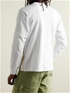 Sacai - Carhartt WIP Layered Logo-Appliquéd Canvas-Trimmed Cotton-Jersey T-Shirt - White