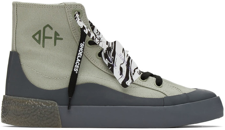 Photo: Off-White Taupe Mid-Top Vulcanized Sneakers