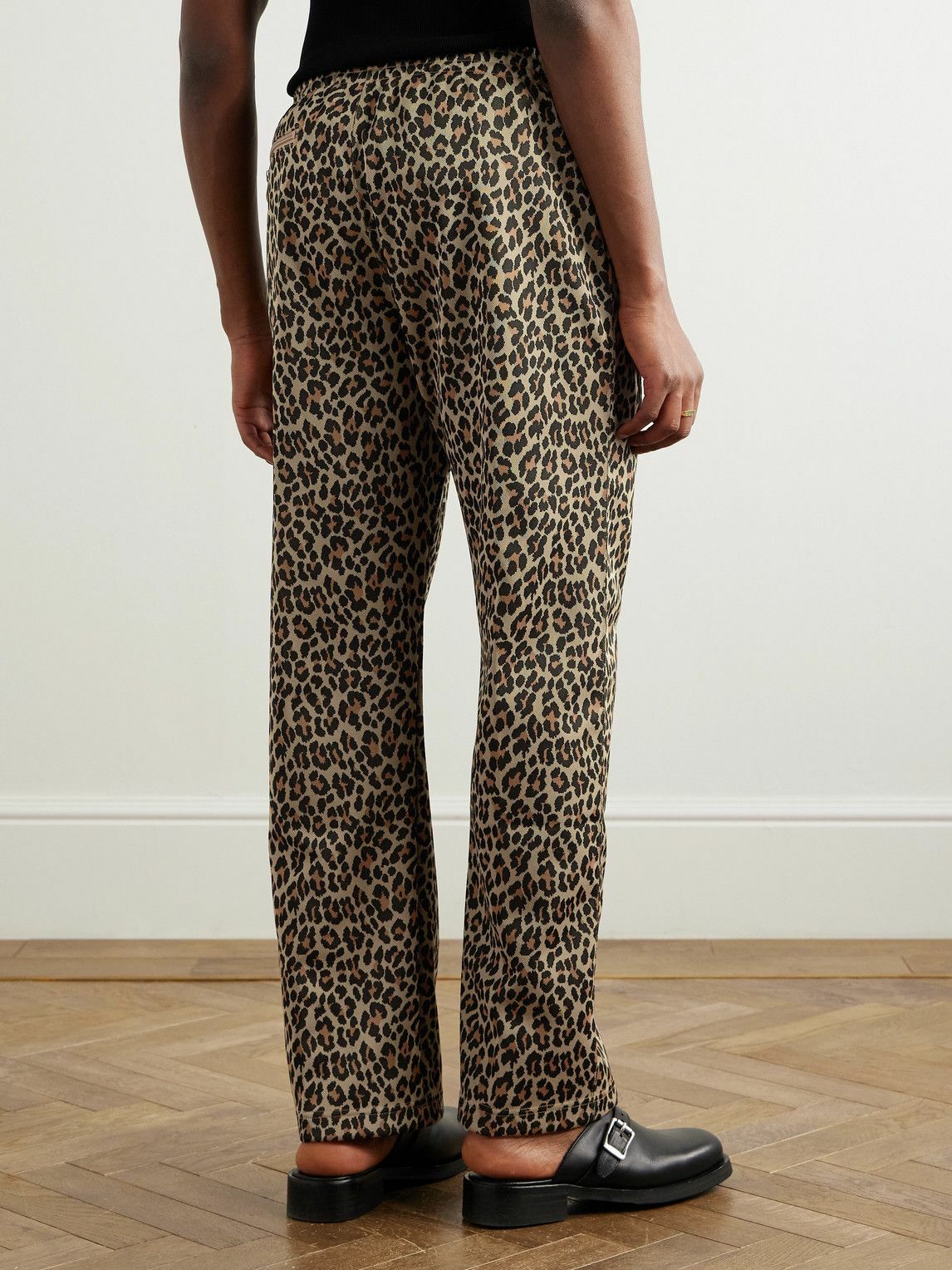 Needles - Straight-Leg Webbing-Trimmed Logo-Embroidered Leopard