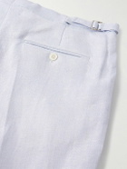 Favourbrook - Slim-Fit Herringbone Linen and Silk-Blend Suit Trousers - Blue