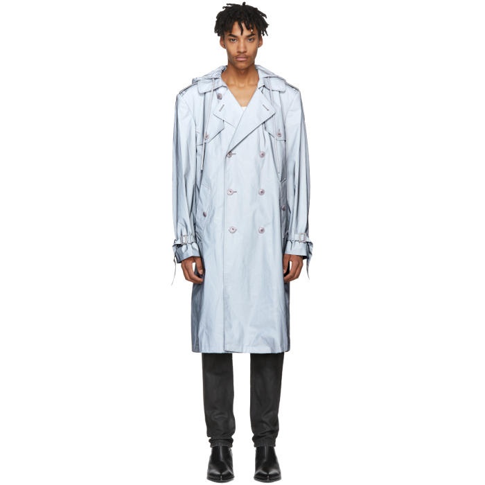 Photo: Helmut Lang Silver Reflective 3M Hooded Trench Coat 