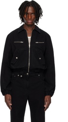 EGONlab Black Lining Denim Bomber Jacket