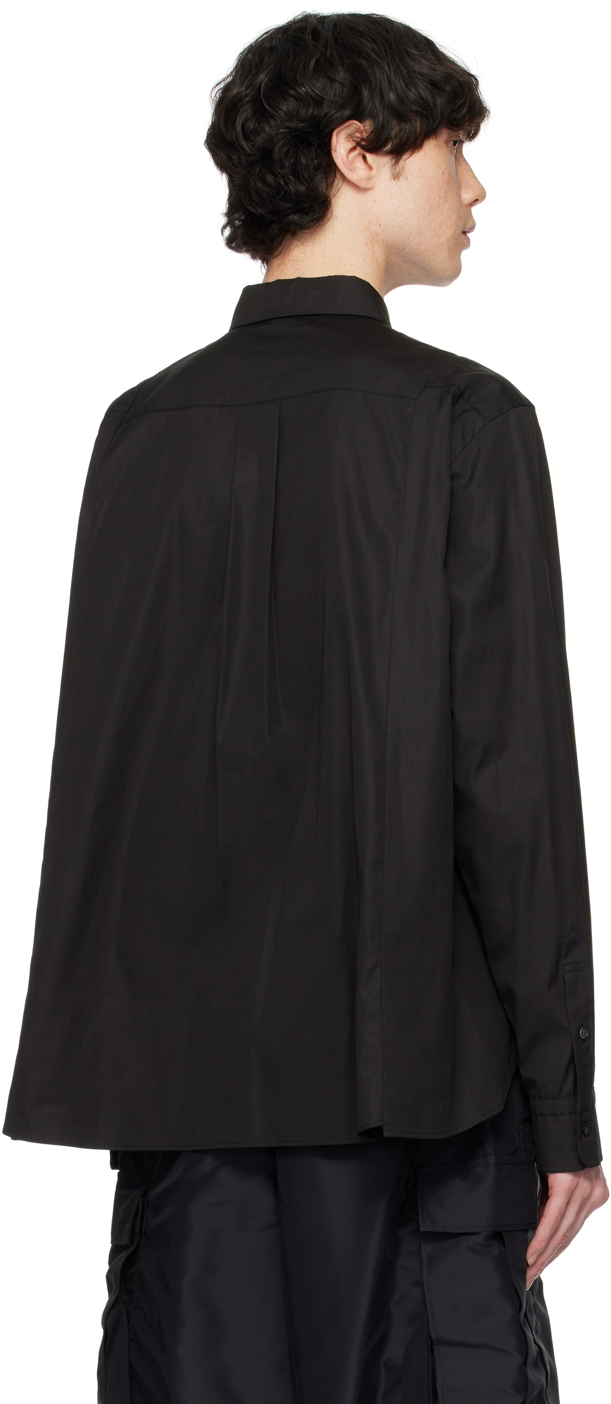 sacai Black Cotton Poplin Shirt Sacai