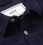 AMI - Garment-Dyed Stretch-Cotton Corduroy Jacket - Men - Midnight blue