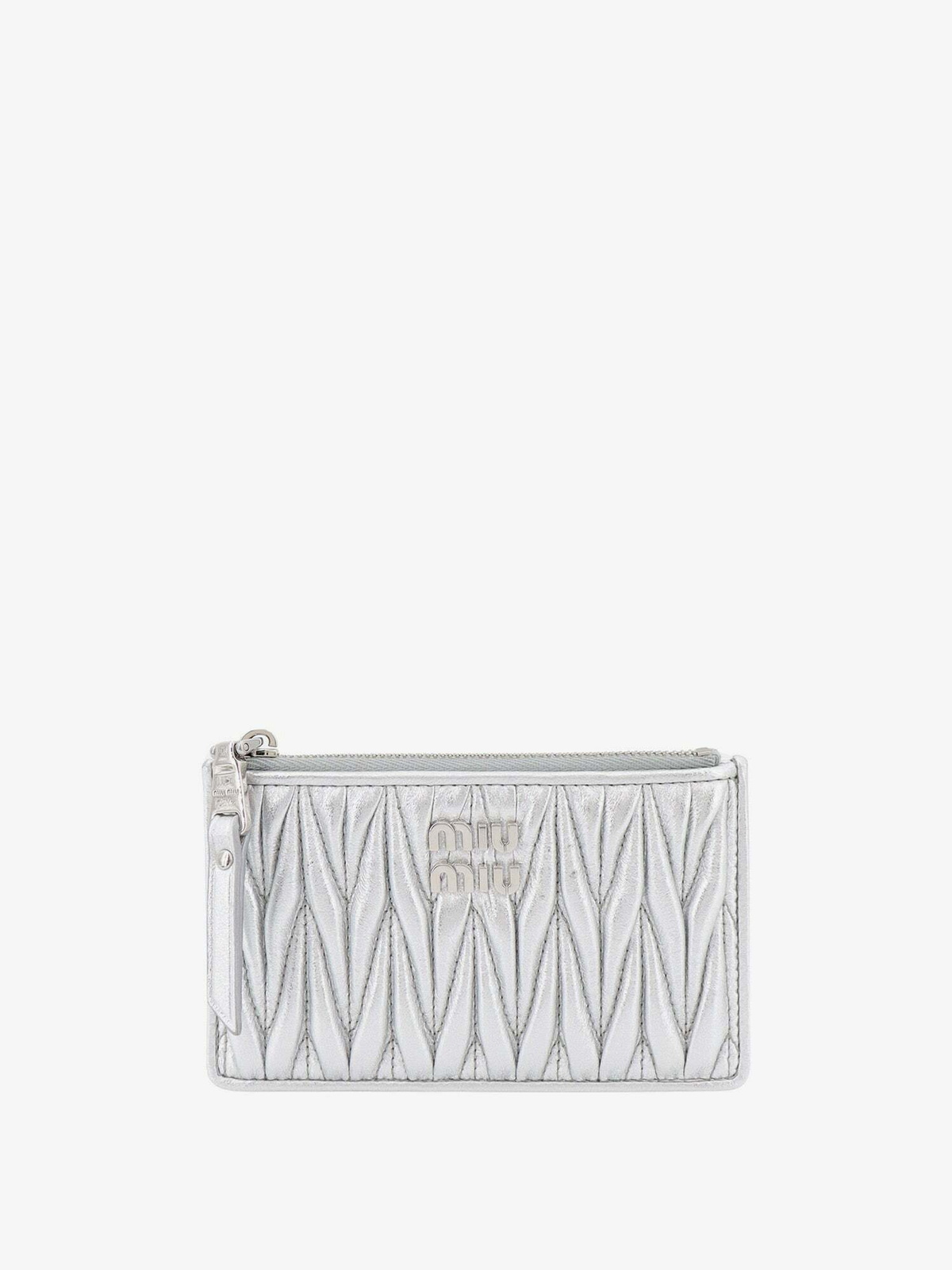 Miu Miu|CARD HOLDERS (5MT024 ACRT F0G52) Miu Miu Card Holder Silver Womens Miu Miu