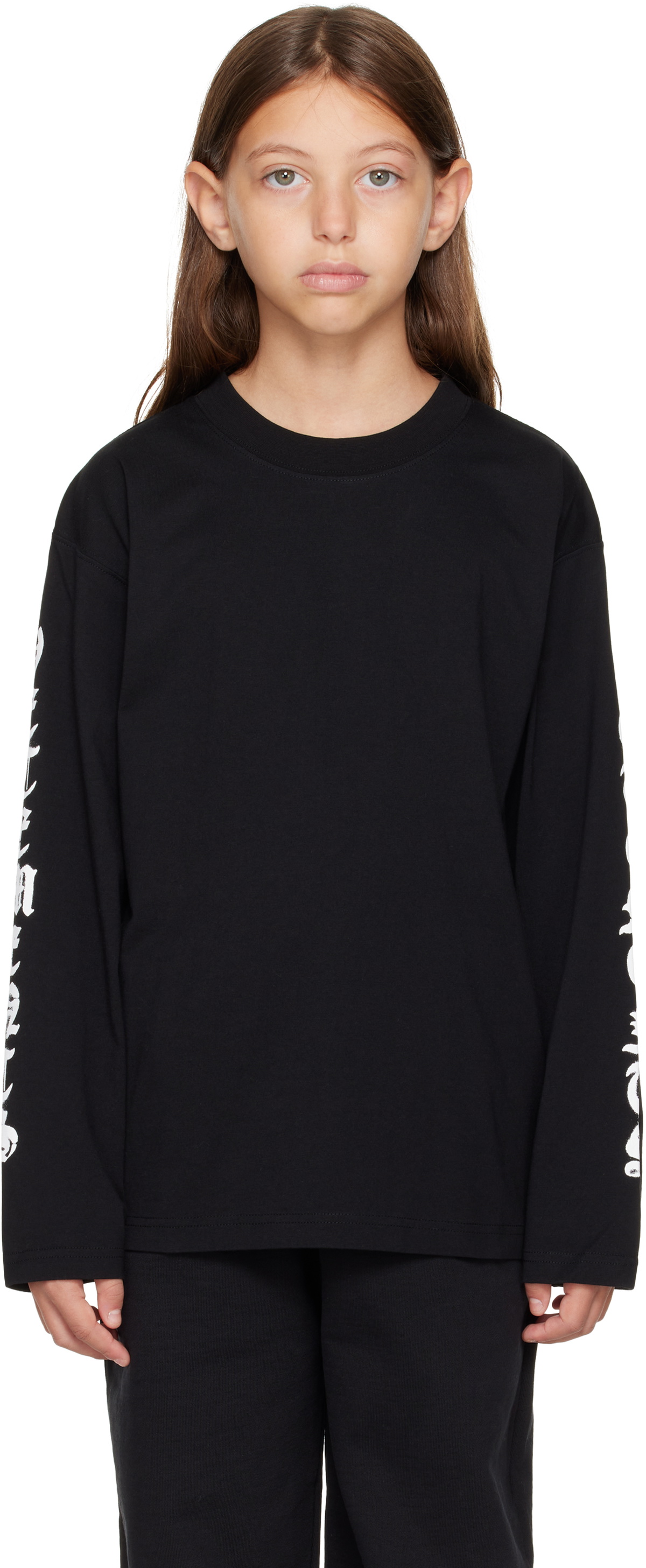 VETEMENTS Kids Black Gothic Logo Longsleeve T-shirt Vetements