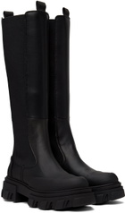 GANNI Black Stitch Cleated High Chelsea Boots