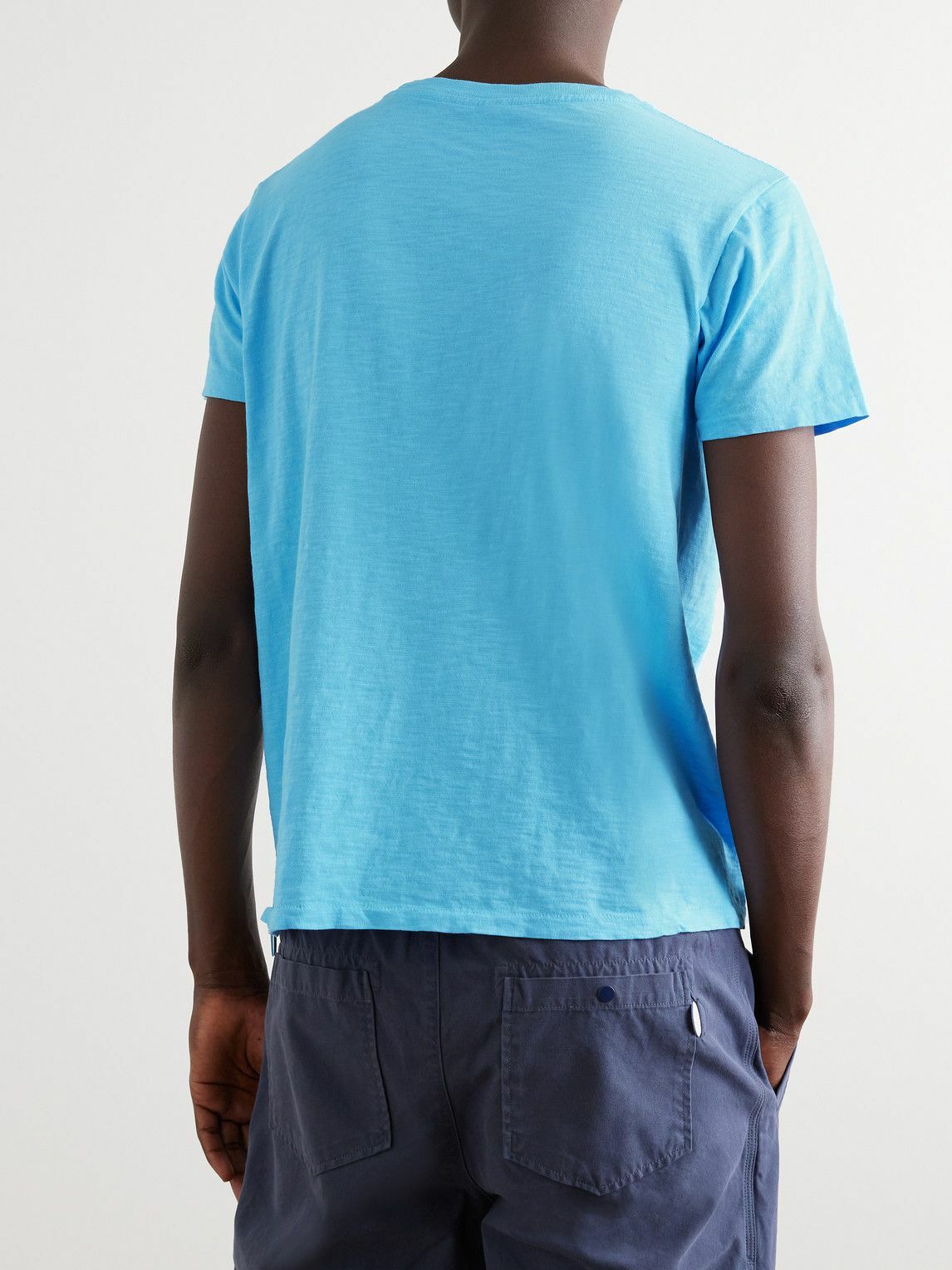 Velva Sheen SlimFit Slub CottonJersey TShirt Blue Velva Sheen