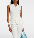 Ganni Crochet-trimmed ribbed cotton-blend top