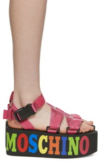 Moschino Pink Logo Platform Sandals