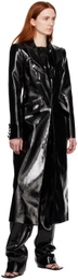 Aleksandre Akhalkatsishvili Black Peaked Faux-Leather Coat