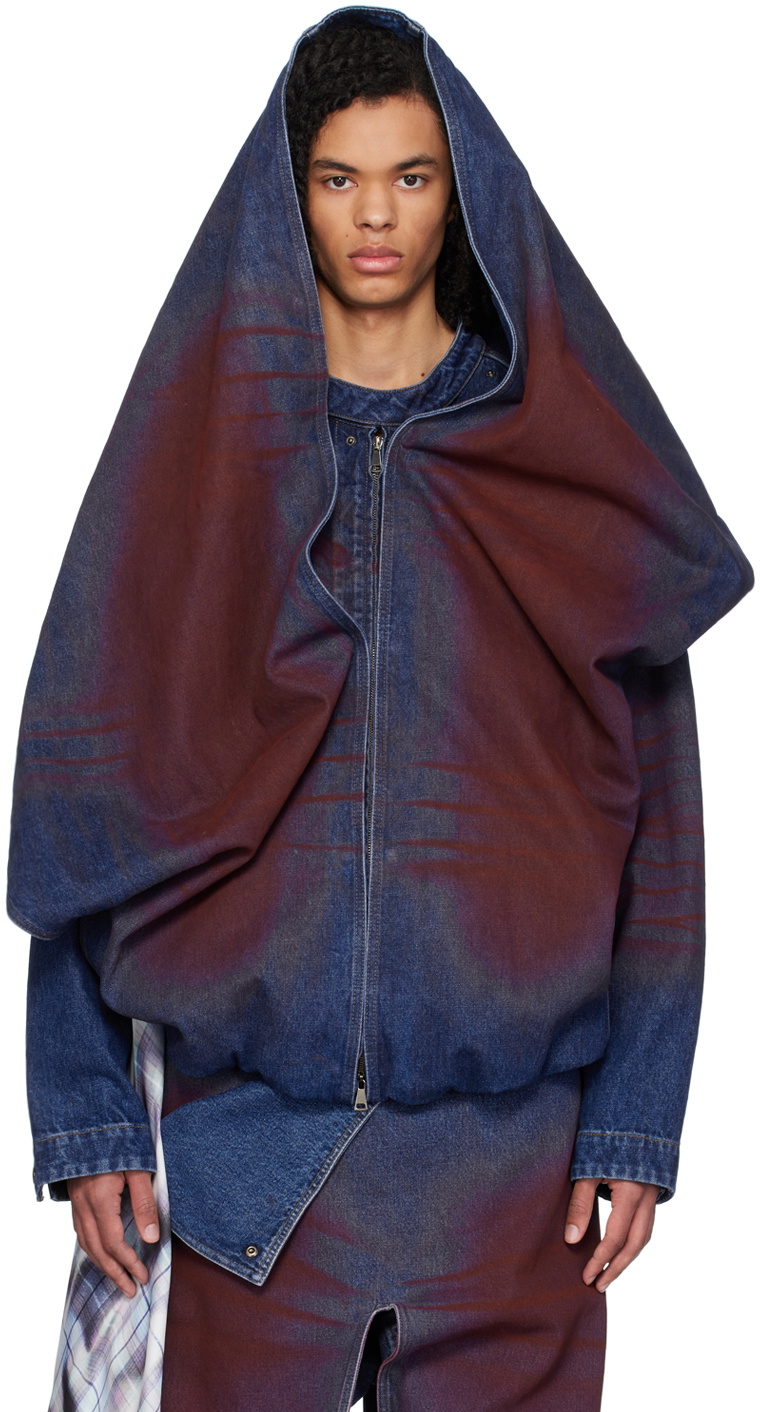 Y/Project Blue & Red Press-Stud Denim Jacket Y/Project