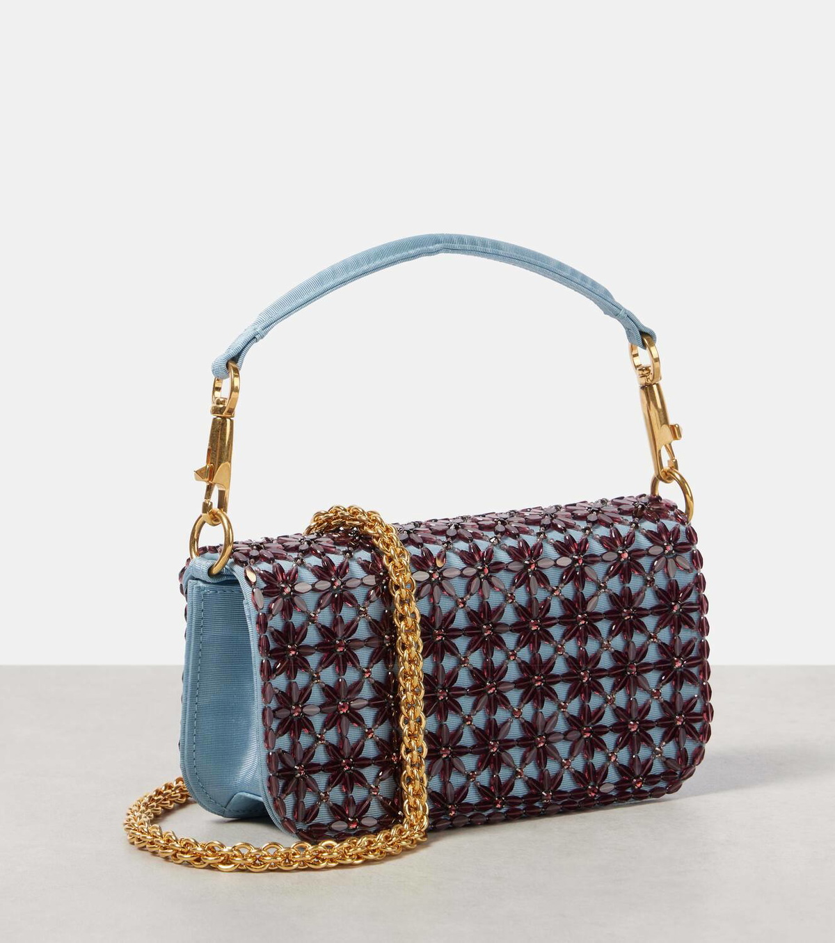 Valentino Garavani Locò Small beaded moiré shoulder bag Valentino
