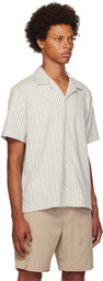 Vince Green & White Striped Shirt