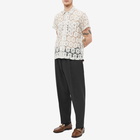 Bode Men's Daisy Lace Short Sleeve Shirt in White Black