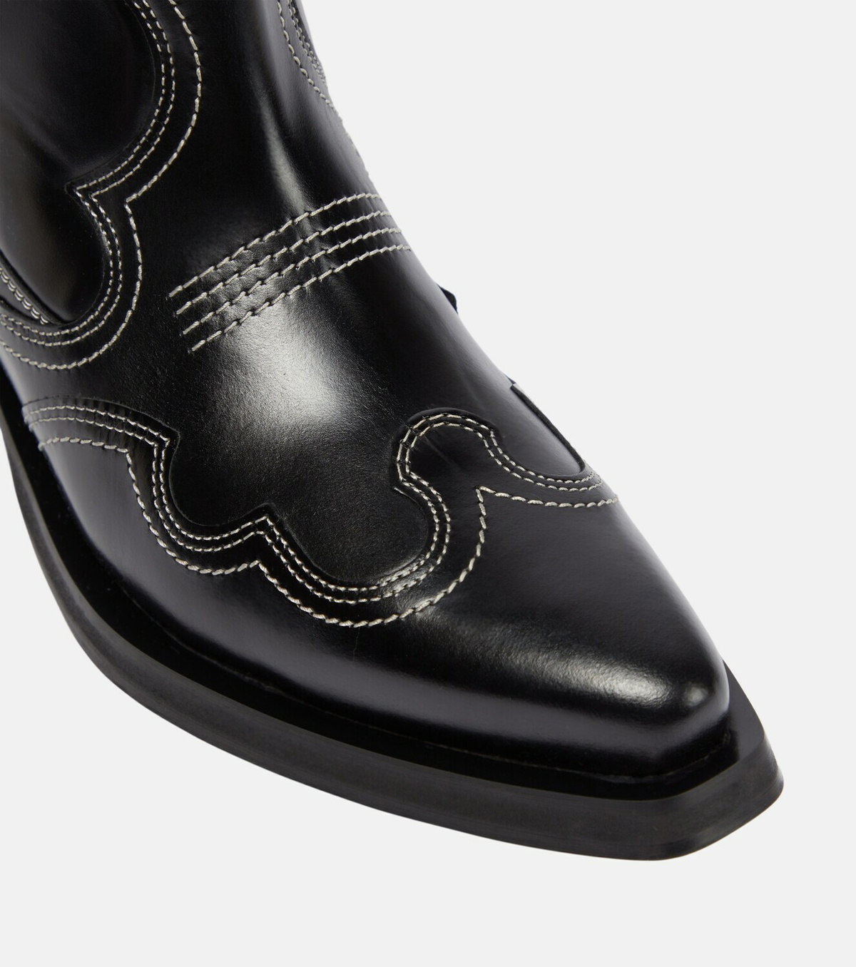 Ganni ガニー 'Western' texas boots レザー ブーツ ブラック 黒 ganni-black-embroidered-low-
