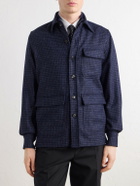 De Petrillo - Houndstooth Virgin Wool Overshirt - Blue