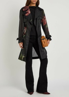 Alice + Olivia Silvia Floral-print Organza Trench Coat Black