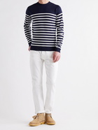 JOHN SMEDLEY - John Slim-Fit Striped Merino Wool Sweater - Blue