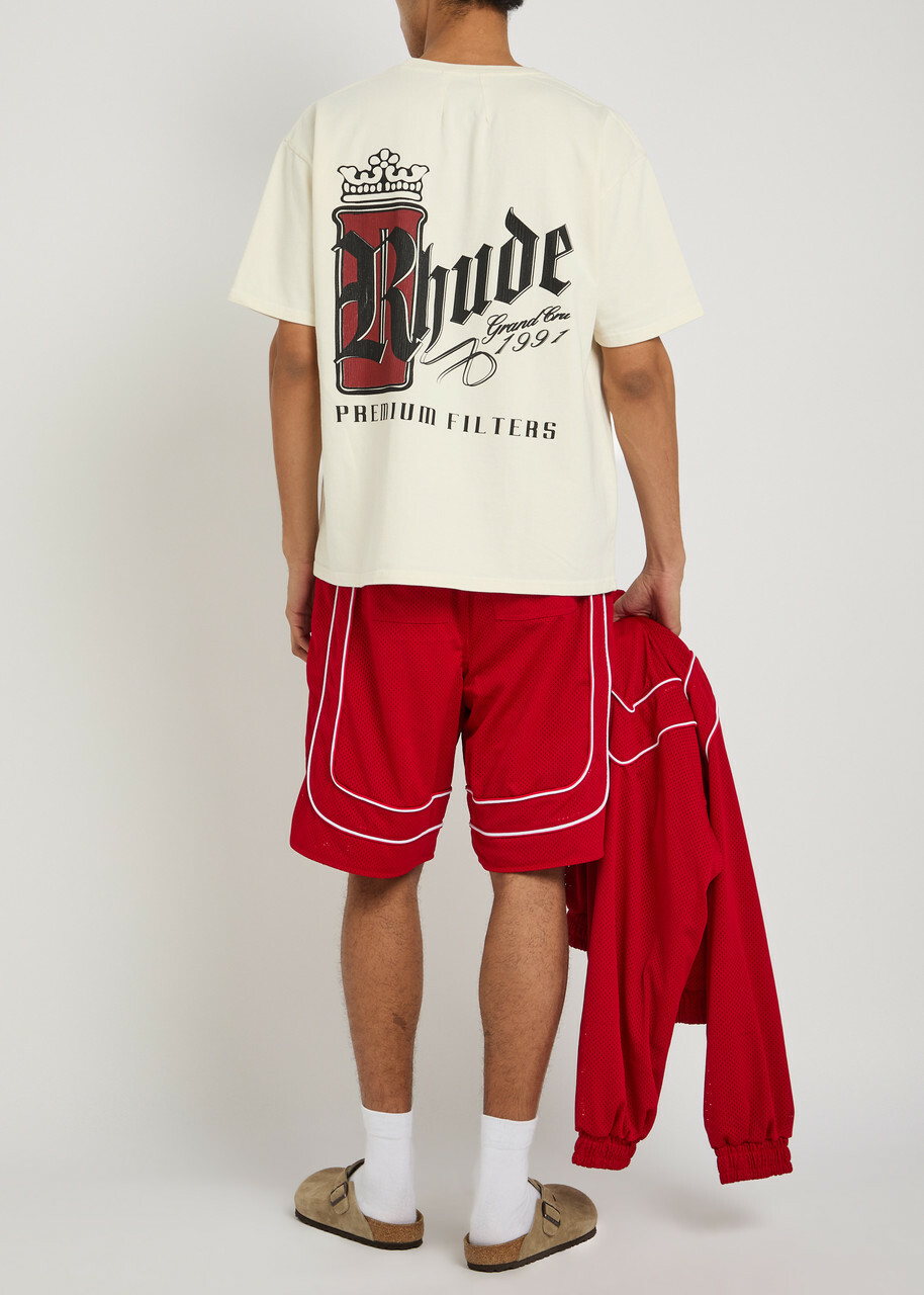 Rhude Fumar Printed Cotton T-shirt White