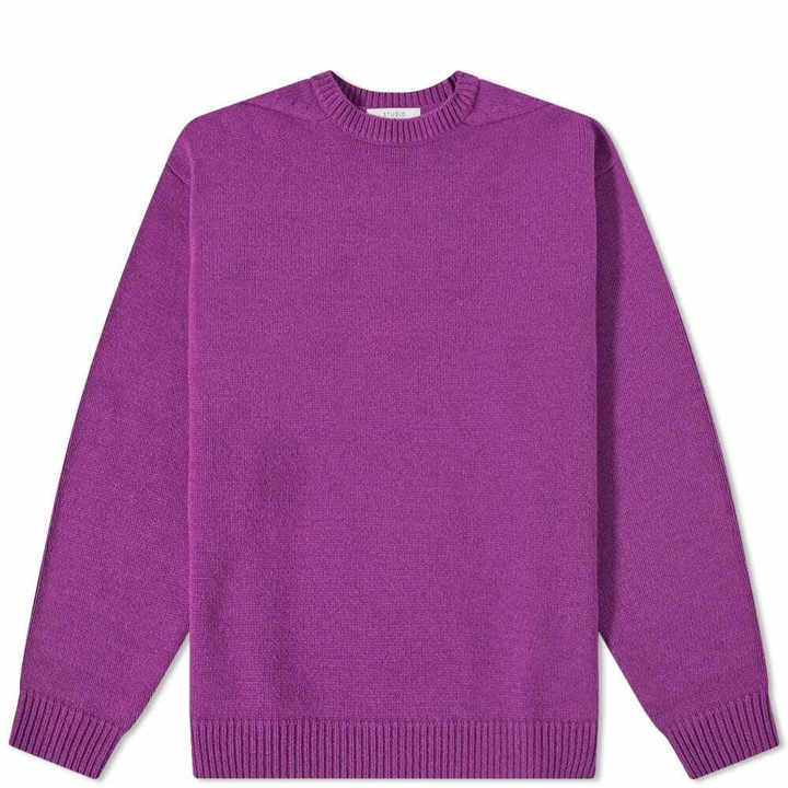 Photo: Studio Nicholson Men's Hemyl Lambswool Crew Knit in Foxglove