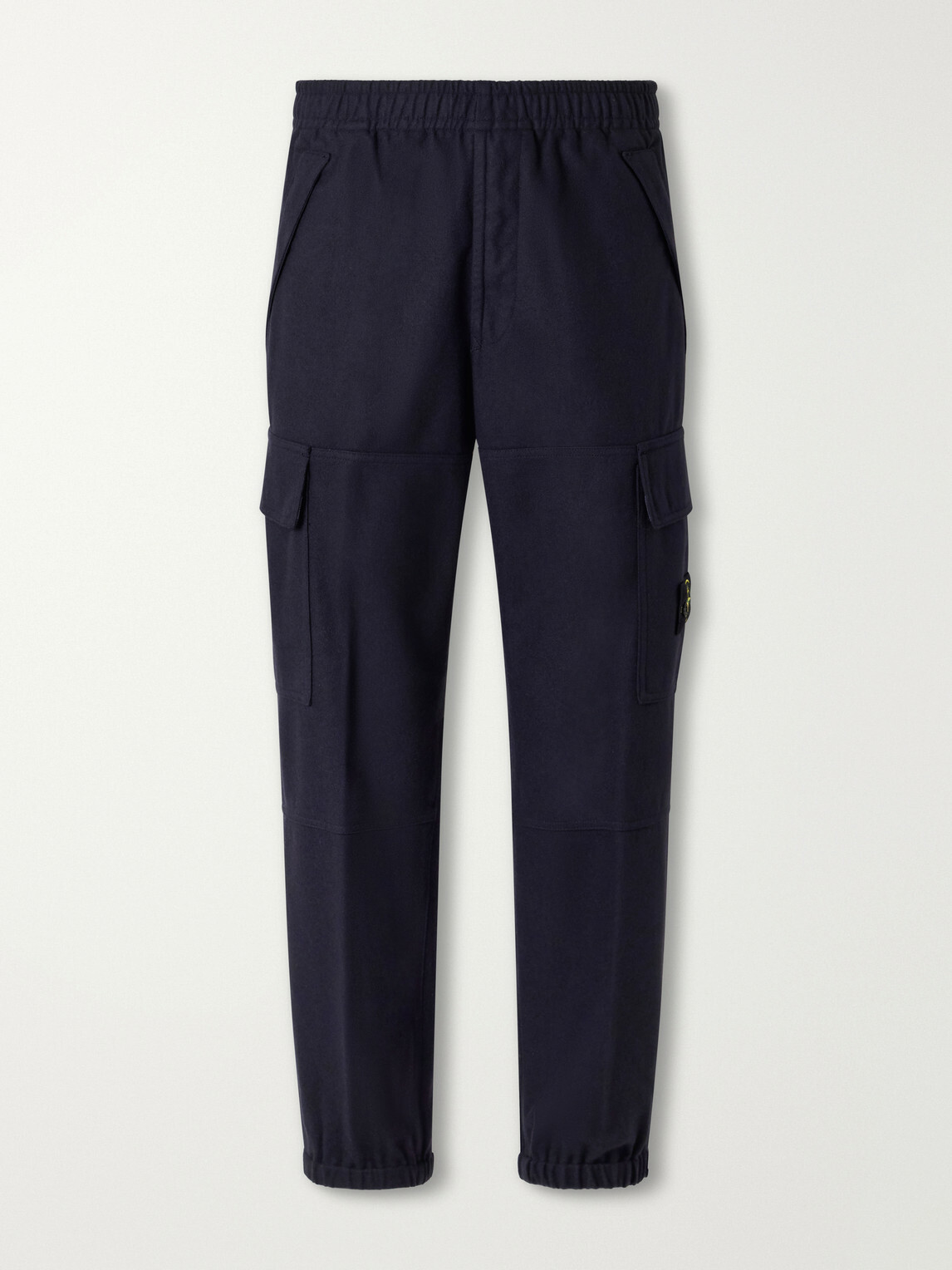 Stone Island - Garment-Dyed Wool-Blend Nylon Flannel-TC Cargo Sweatpants - Blue