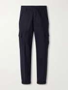Stone Island - Garment-Dyed Wool-Blend Nylon Flannel-TC Cargo Sweatpants - Blue