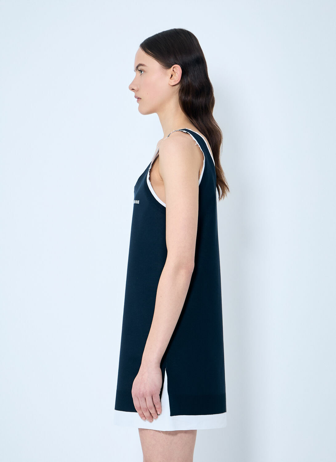 Miu Miu Knit And Poplin Mini Dress