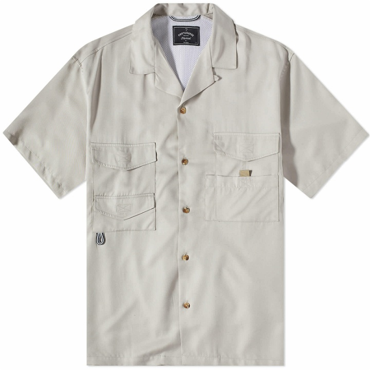Photo: Portuguese Flannel Men's Outdoors Multi-Pocket Vacation Shirt in Salt